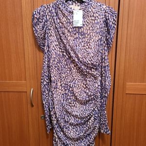 H&M puff long sleeve ruched side dress